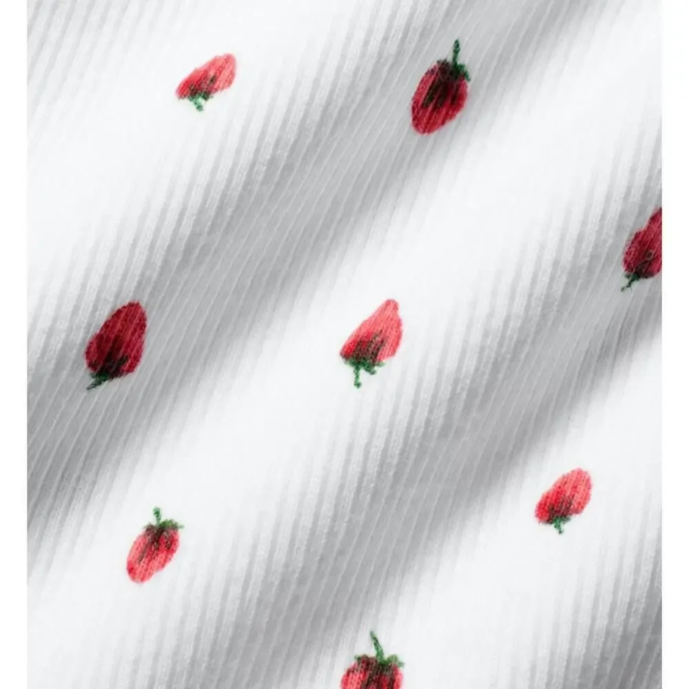 NWT Skims Ccotton Rib Tank White Snow Strawberry Print Size L - Picture 8 of 8